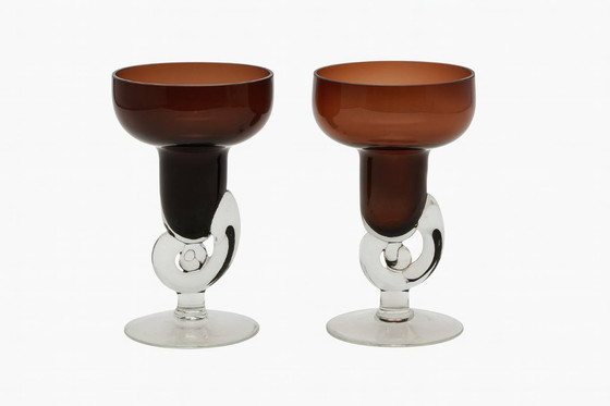 Image 1 of Portacandele vintage in vetro bordeaux: decorazioni da tavola fatte a mano in Francia