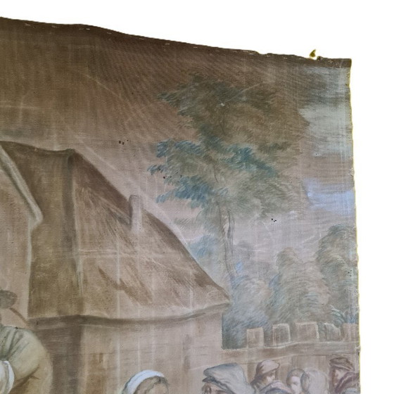 Image 1 of Oude Franse Hand Getekende Wandversiering