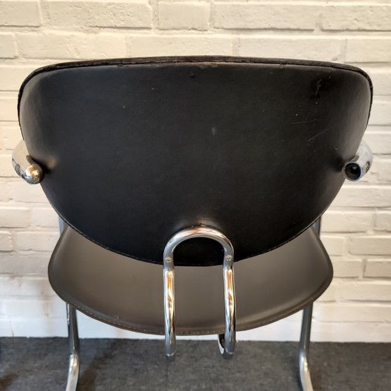 Set Van Twee Effezeta Sledestoelen – Eetkamerstoelen, Chrome, Metal (photo 9 of 12)