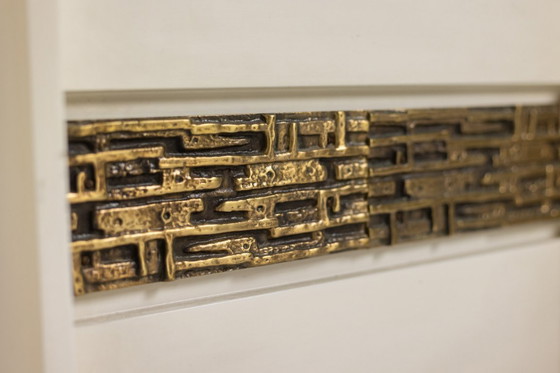 Image 1 of Luciano Frigerio. Pair of bedside tables in lacquered wood and bronze. 1970s.