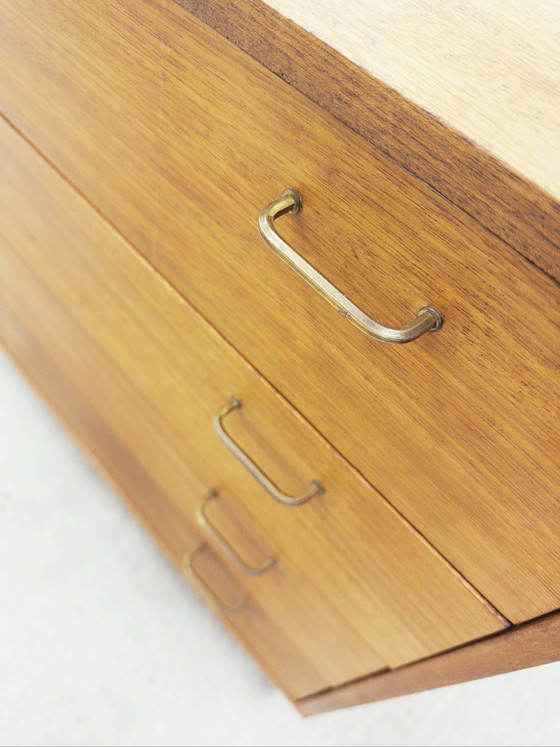 Mid-century Kommode, Kommoden, Holz, Metall, Braun (Foto 7 von 11)