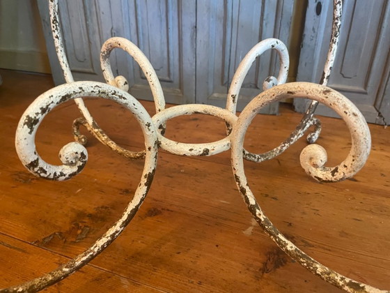 Image 1 of French Table Side Table Art Nouveau 1890 With Faux Marbre Hand Forged