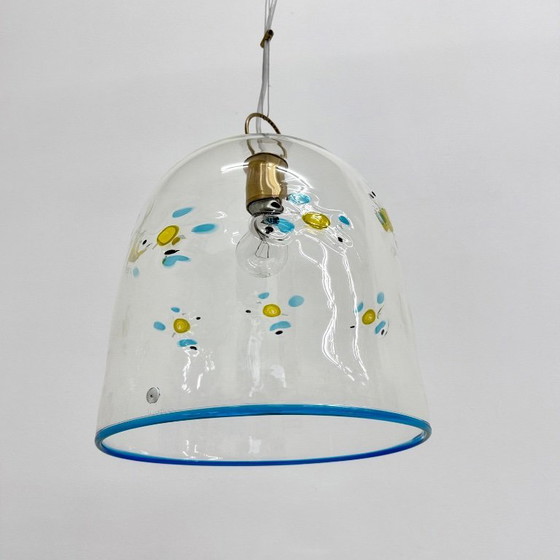 Image 1 of Mid-century design La Murrina glass hanging lamp flowers , 1970s , Italy