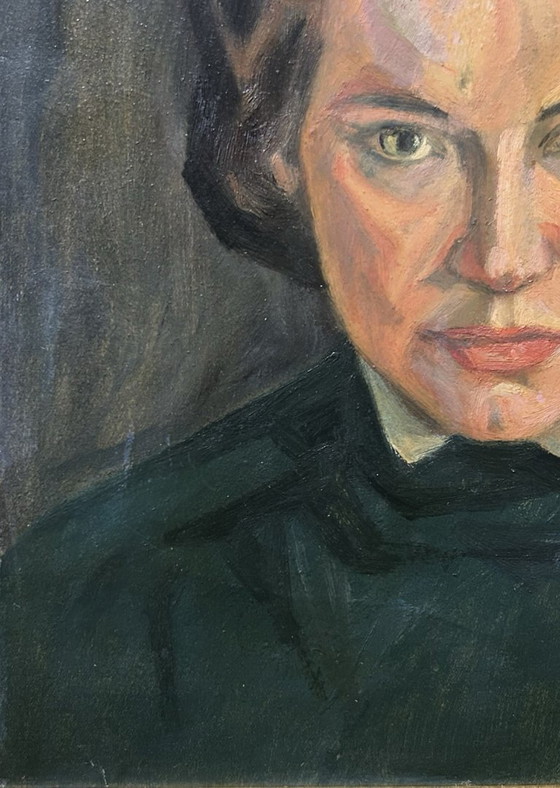 Image 1 of Antiek vrouwenportretschilderij uit het einde van de 19e eeuw