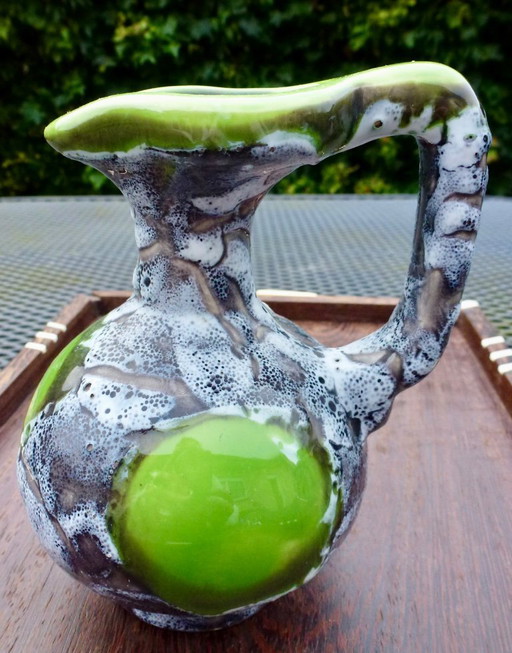 "Fat Lava" Vallauris vase with drip glaze.