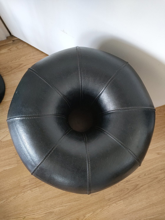 Image 1 of Design lederen poef kruk