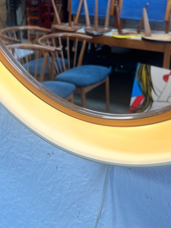 Image 1 of Specchio ovale vintage con illuminazione, Allibert, anni '70