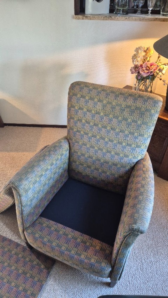 Vintage Designer Wingback Armchair with Oak Legs – Koekoek, Textile (photo 6 of 21)