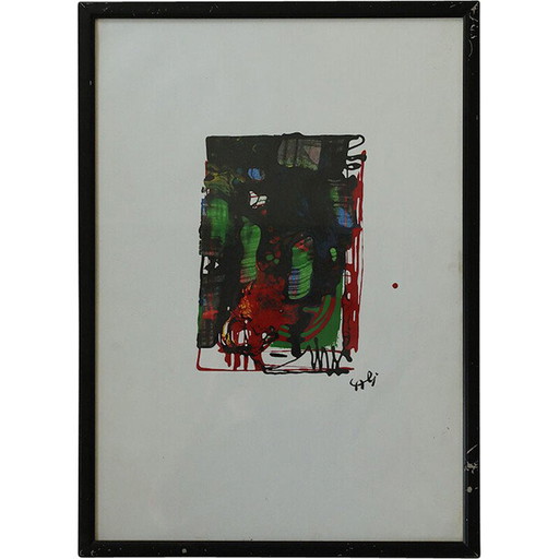 Pintura vintage sobre papel de Rosario Calì, 1960