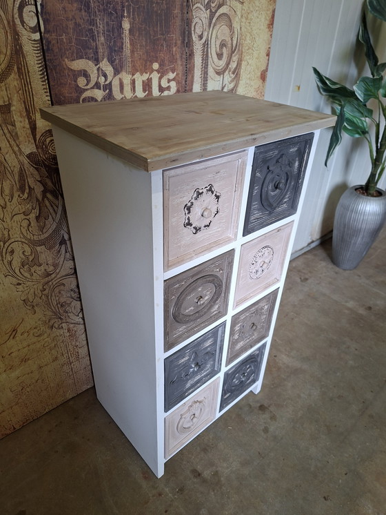 Image 1 of Cassettiera colorata, armadio da farmacia, schedario, dim, 51x37cm e 97cm di altezza.