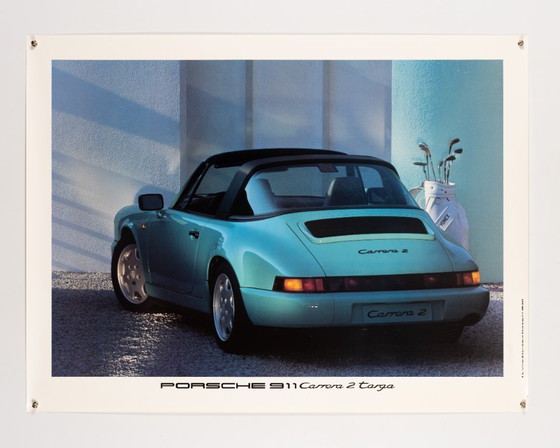 Image 1 of Porsche 911 Carrera 2 Targa – 1990 – Originele vintage Porsche poster – Klassieke auto-kunst – 76x102 cm