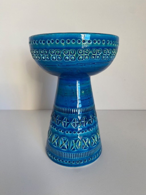 Candeliere firmato Bitossi Rimini Blue – Aldo Londi – Ceramiche italiane di metà secolo