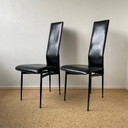 2 vintage zwarte leren Fasem S44 eetkamerstoelen