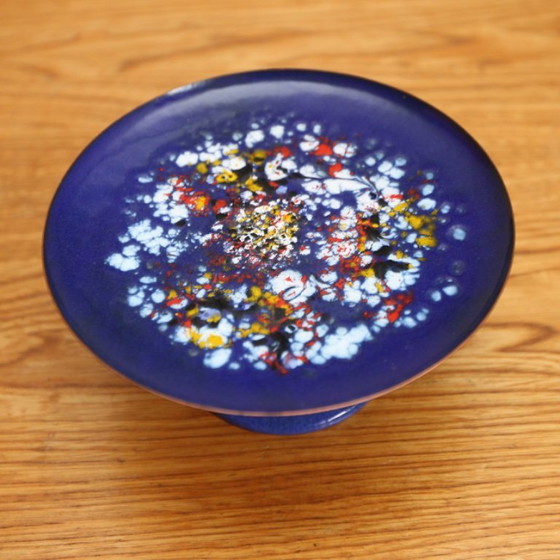 Image 1 of ❤️Cultural furniture enamel platform plate on tulip base GDR Midcentury