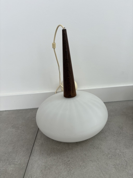 Louis Kalff Philips Lampada a sospensione Modello NG74 Piccolo Modello – hanglampen, Glass, Wood