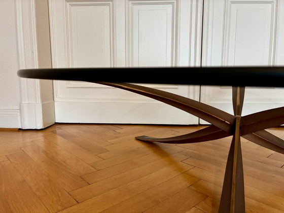 Image 1 of Mesa de centro Michel Mangematin de bronce y vidrio, años 60