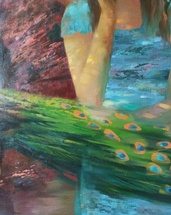 Peinture à l'huile originale abstraite figurative femme nature midi – Peintures et dessins, Canvas (photo 9 of 12)