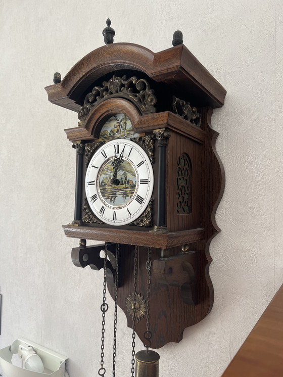 Image 1 of Antique/Vintage Original Dutch Sallander Clock of Solid Wood