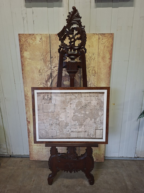 Image 1 of Cavalletto da studio classico in legno massello di mogano Dimensioni del cavalletto 60x8 cm e 200 cm di altezza