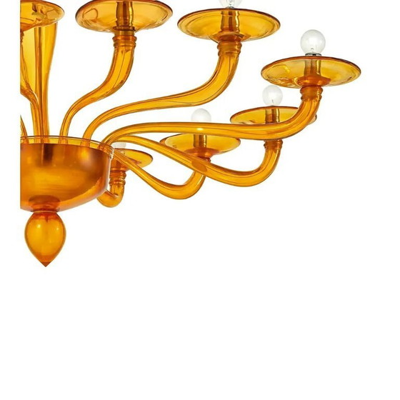 Image 1 of Lampadario in vetro di Murano ambrato contemporaneo italiano