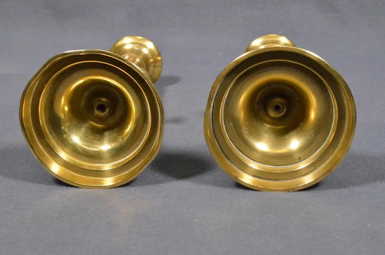 Paar 19e-eeuwse Franse messing push-up kandelaars, circa 1880 – Kandelaars en kaarsen, Brass (photo 2 of 9)