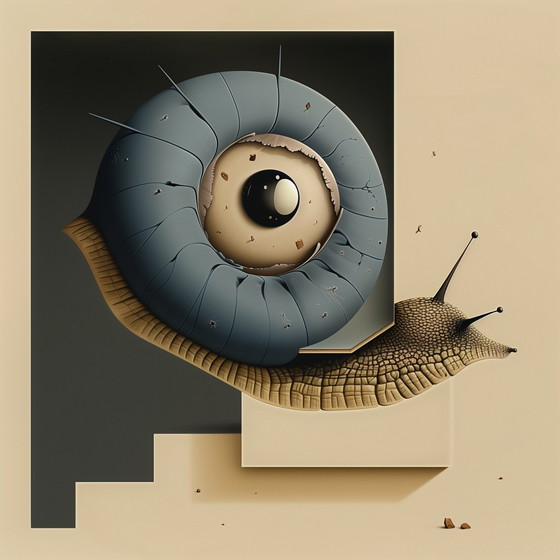 Image 1 of Unique Edition: High-Quality Giclée - Monsieur Escargot and the Eye of Quantum Consciousness