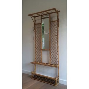 French vintage coat rack in rattan, 1970