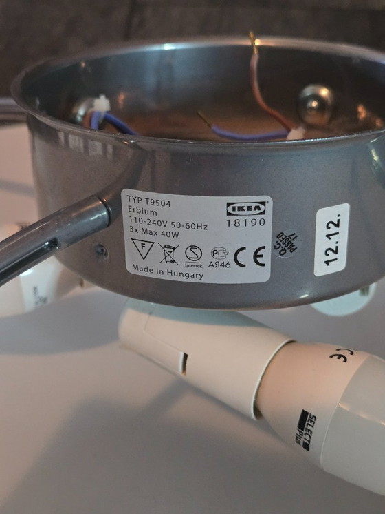 Image 1 of Ceiling lamp Erbium Ikea 47 cm Diameter Glass shade, 3 bulbs included