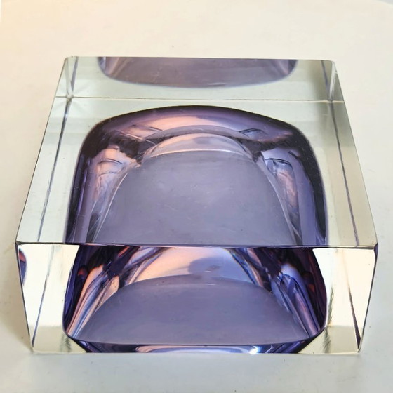 1960s Stunning Purple Square Ashtray or Catch-All in Murano Glass by Flavio Poli for Seguso. Made in Italy (photo 8 of 8)