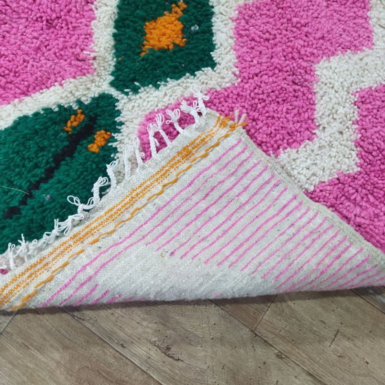 Image 1 of Pink Moroccan Berber Rug – Colorful Handmade Berber Carpet | 215 × 130 cm