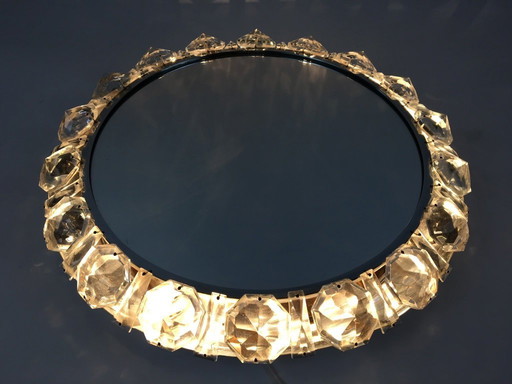 Bakalowits Crystal Diamond Backlit Mirror Glass Chrome, Austria, 1950