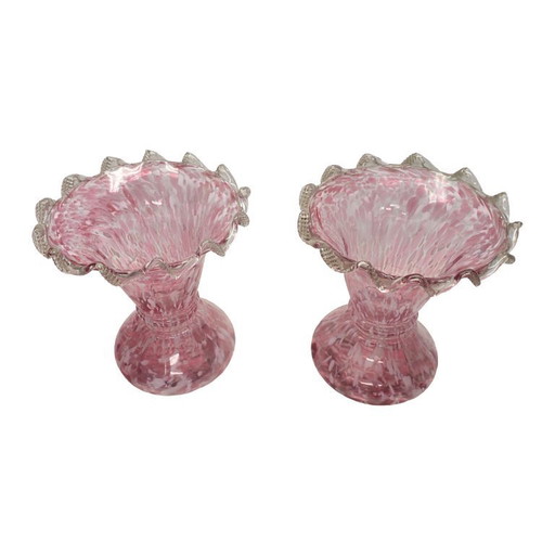 Set di 2 vasi Clichy Art Nouveau rosa