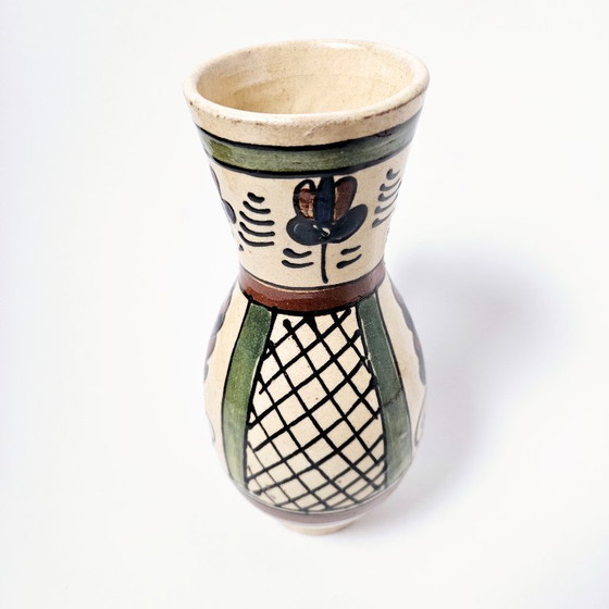 Image 1 of Transylvania Floral Ceramic Jugs Pitchers Vases |2 Pcs Set Vintage Traditional HandPainted Hungarian Folk Art Pottery | Korond 