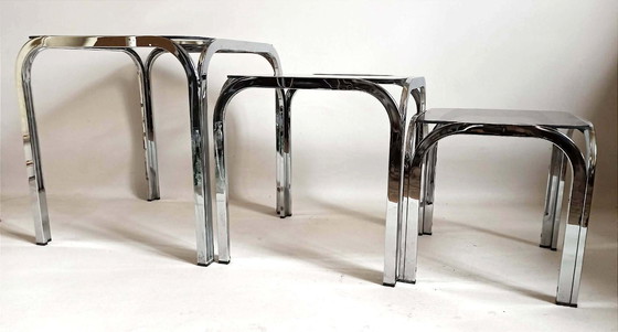 Image 1 of 3 in elkaar passende tafels, jaren 70