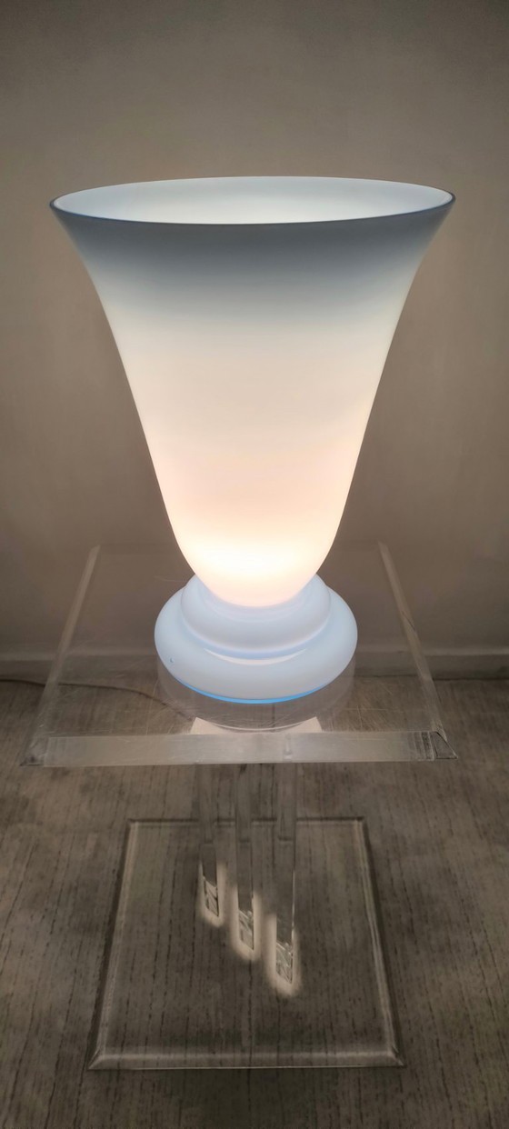 Image 1 of 😍✨ Magnificent large vintage lamp in opaline blue Bohemian glass — signed Czechoslovakia — 1960s/70s ✨😍