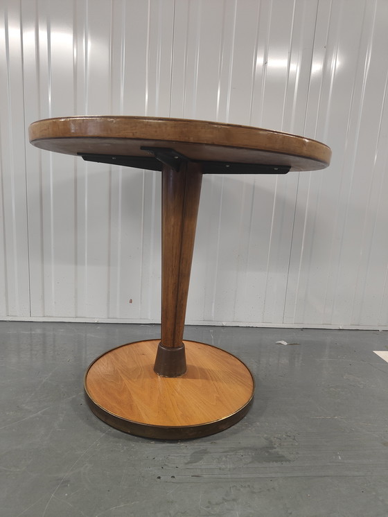 Image 1 of Tavolino da caffè rotondo bicolore Streamline Art Deco Tavolino da caffè rotondo