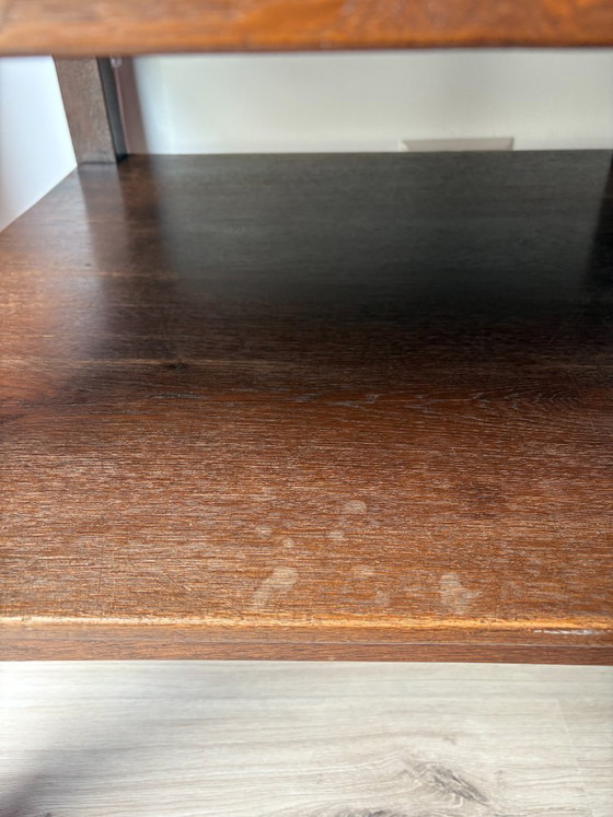 Houten bijzettafel met tegelblad, Keramiek, Bruin, Vintage (foto 6 van 7)