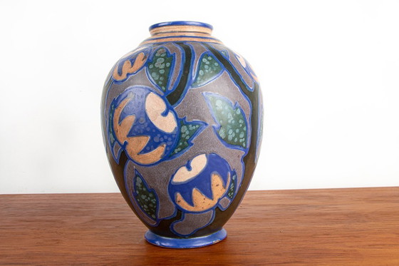 Image 1 of Vaso in ceramica multicolore, periodo Art-Nouveau, manifattura Revernay, 1910 circa.
