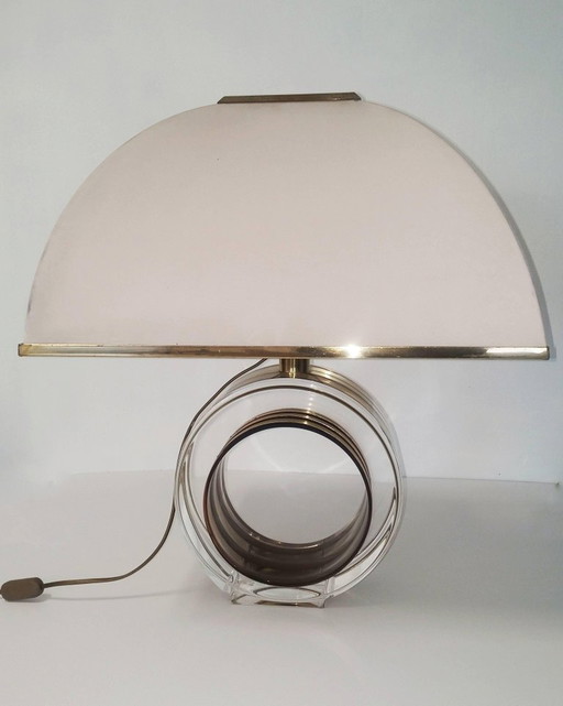 Lámpara de mesa vintage Romeo Rega de latón y lucita