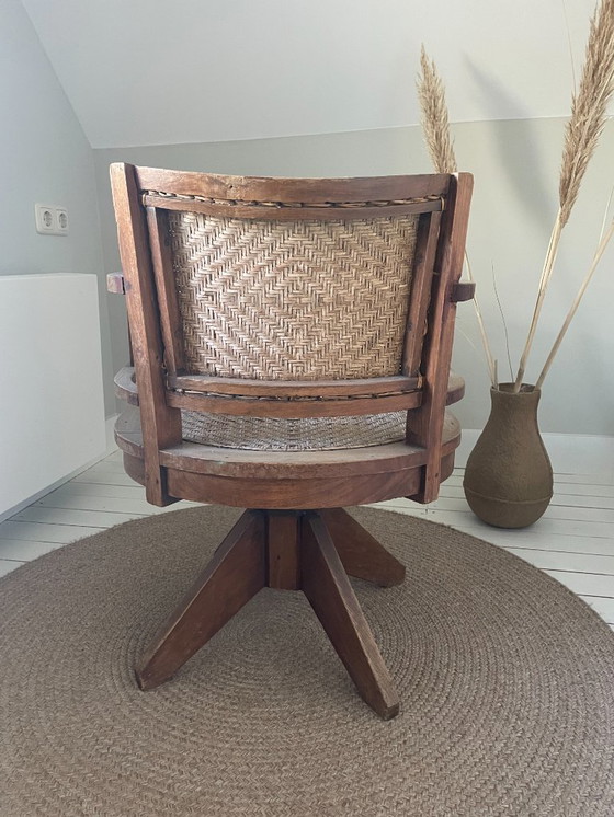 Image 1 of Rattan vintage swivel chair