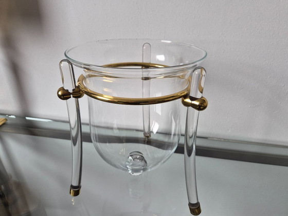 Image 1 of Portacandele vintage in stile Hollywood Regency, realizzato in Lucite/vetro.