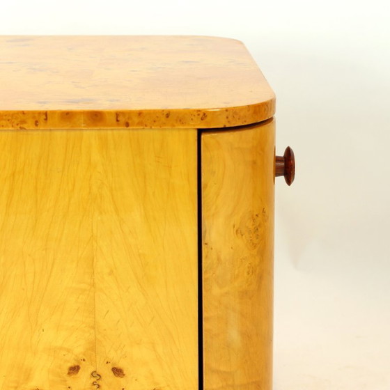 Image 1 of Art Deco Bedside Tables In Root Veneer, Czechoslovakia 1940s