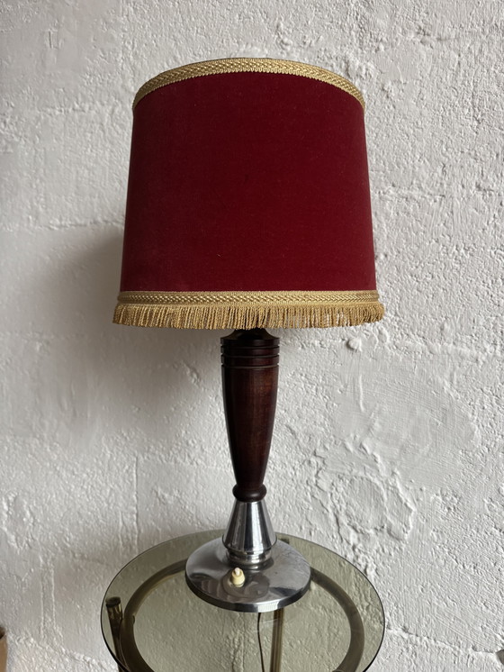 Image 1 of Art Deco lamp in wood and chrome