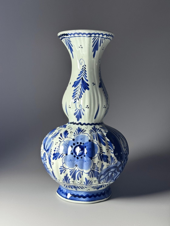 Image 1 of Elegant Hand-Painted Delftware Vase