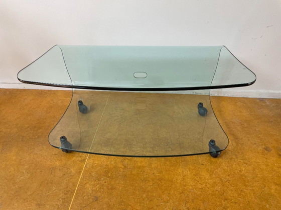 Image 1 of Fiam Italia design glazen tv-meubel side table gebogen glas