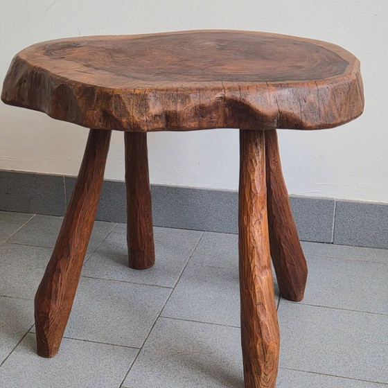 Image 1 of Brutalist side table, 1970s, oak, DLG Jean Touret, Marolles