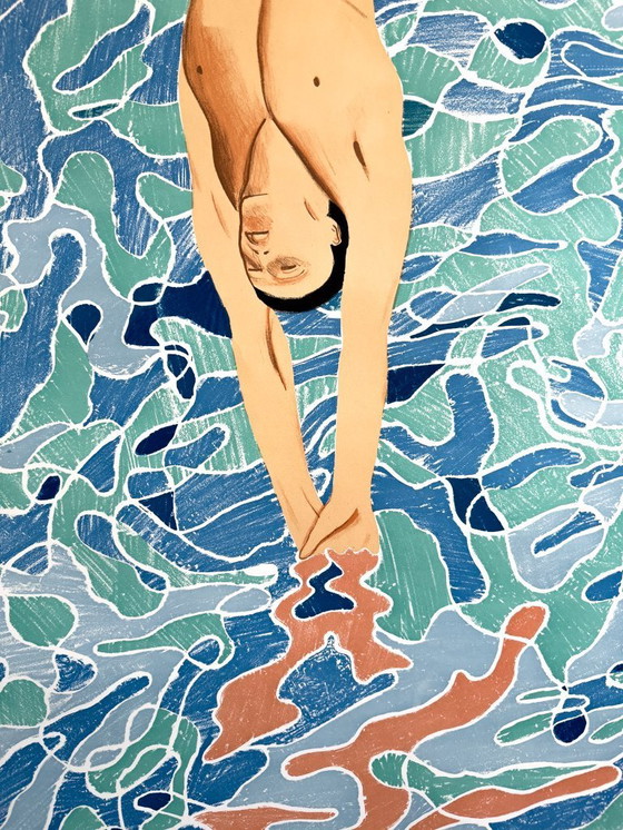 Image 1 of 💧 Olympische Spiele München 1972 – Original Vintage Poster by David Hockney | Lithograph | 101 × 64 cm | West Germany