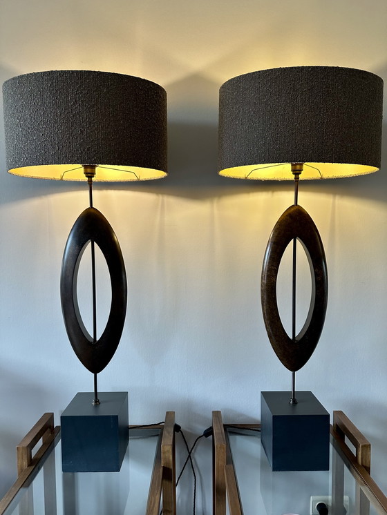 Image 1 of Porta Romana Sculpted Manhattan Large table lamp set 2 pieces
