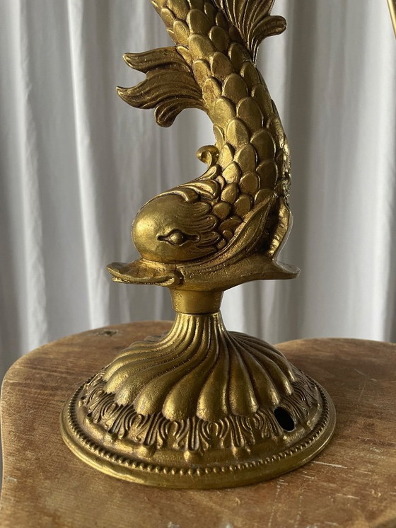 Image 1 of Delfinlampe aus vergoldeter Bronze im Stil Louis XV.