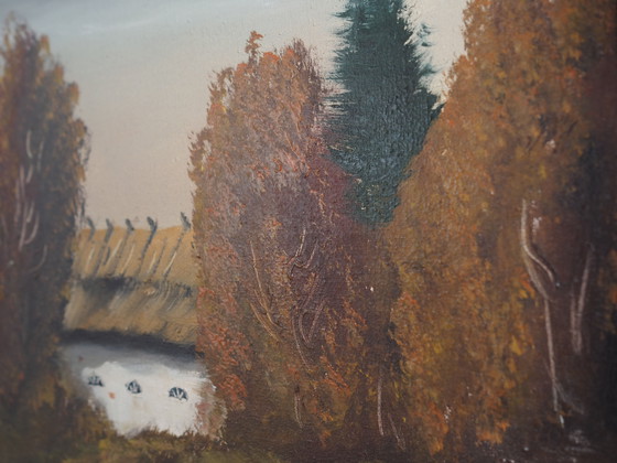 Image 1 of Gemälde "Das Bauernhaus an der Seite", skandinavisches Design, 1970er Jahre